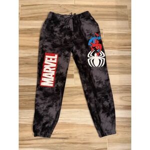 Marvel Spider-Man Across the Spider-Verse Tie Dye Joggers Mens Medium Black Grey